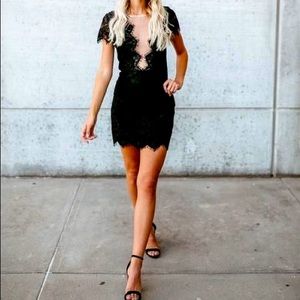 Vici black lace mini dress.